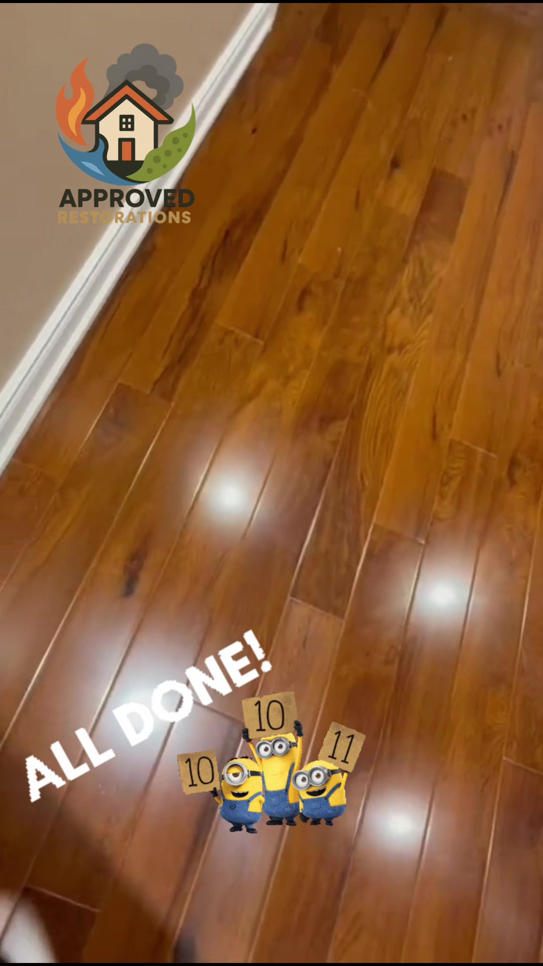 We’re showing off a water damage rebuild, from the new hardwood floors and baseboards to the perfectly patched drywall and fresh paint, making this home look even better than it did before the damage.