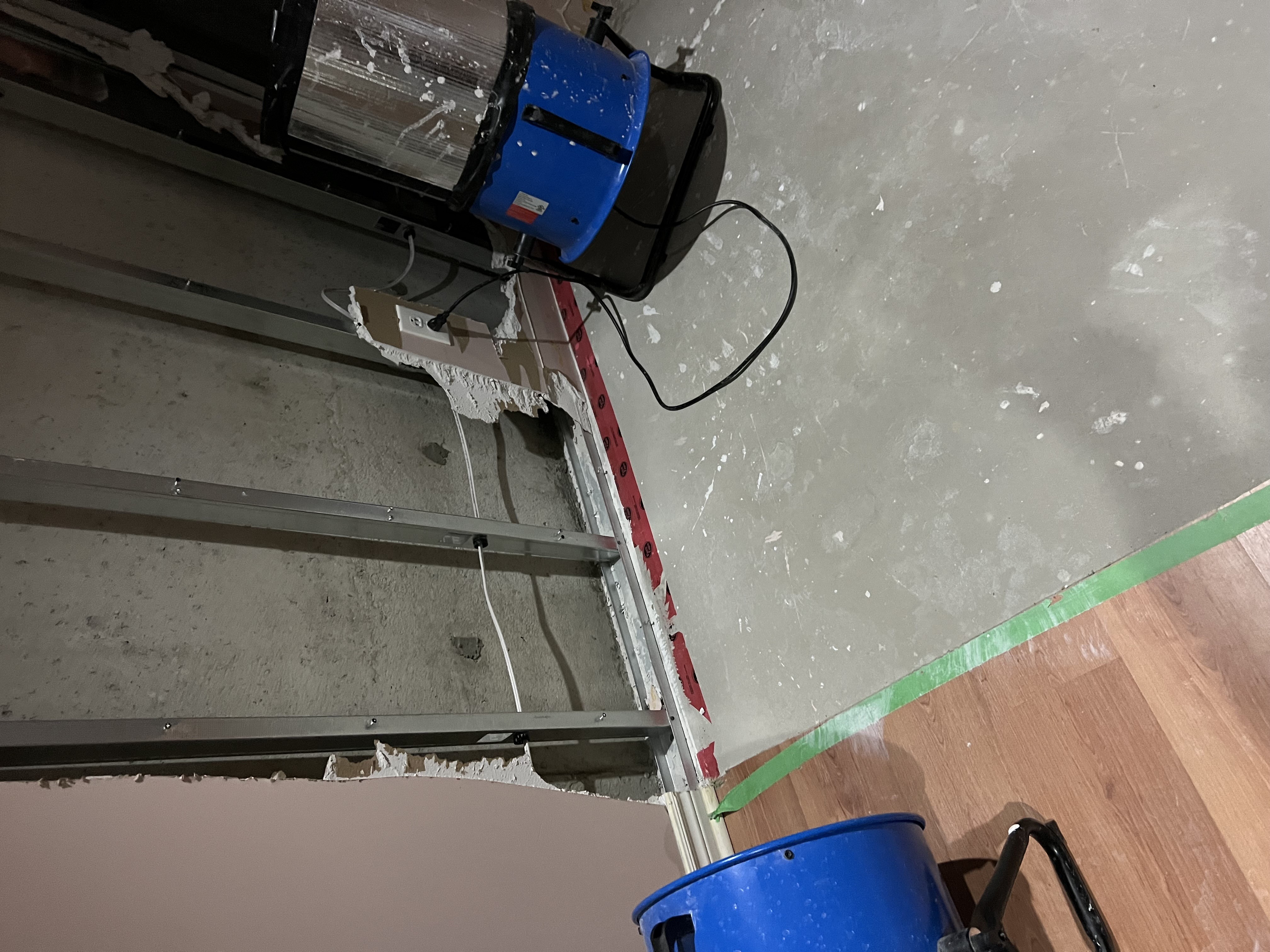 Basement water leak before restoration