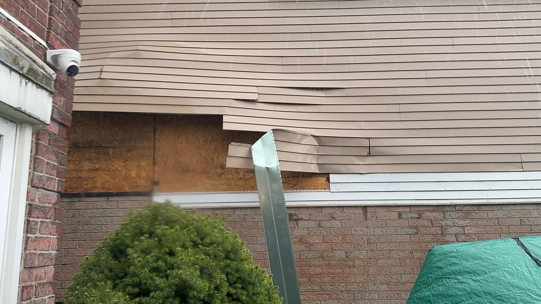 Wind damage before restoration